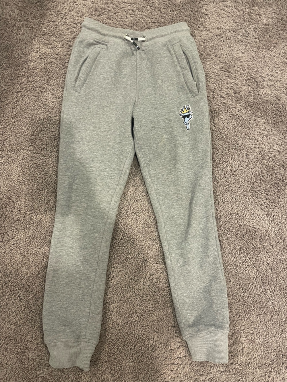 Kids Grey Jogger Sweatpants with Small Graphic Detail